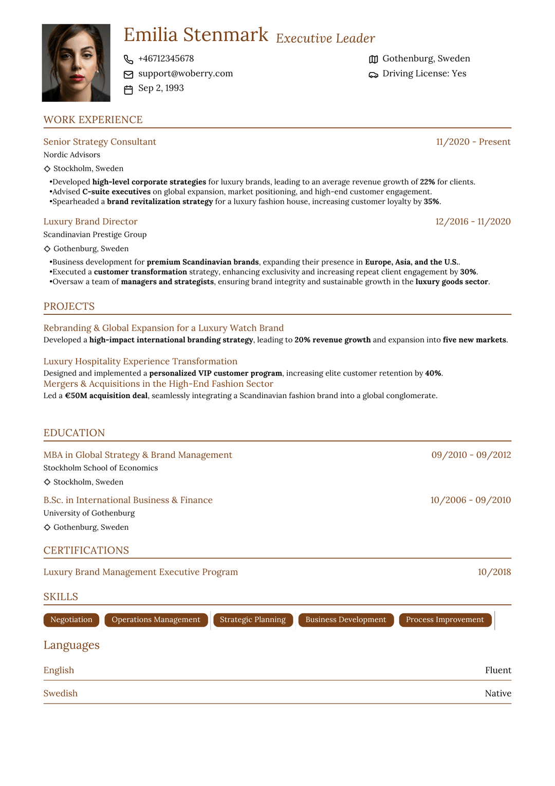 Project Manager Resume Example