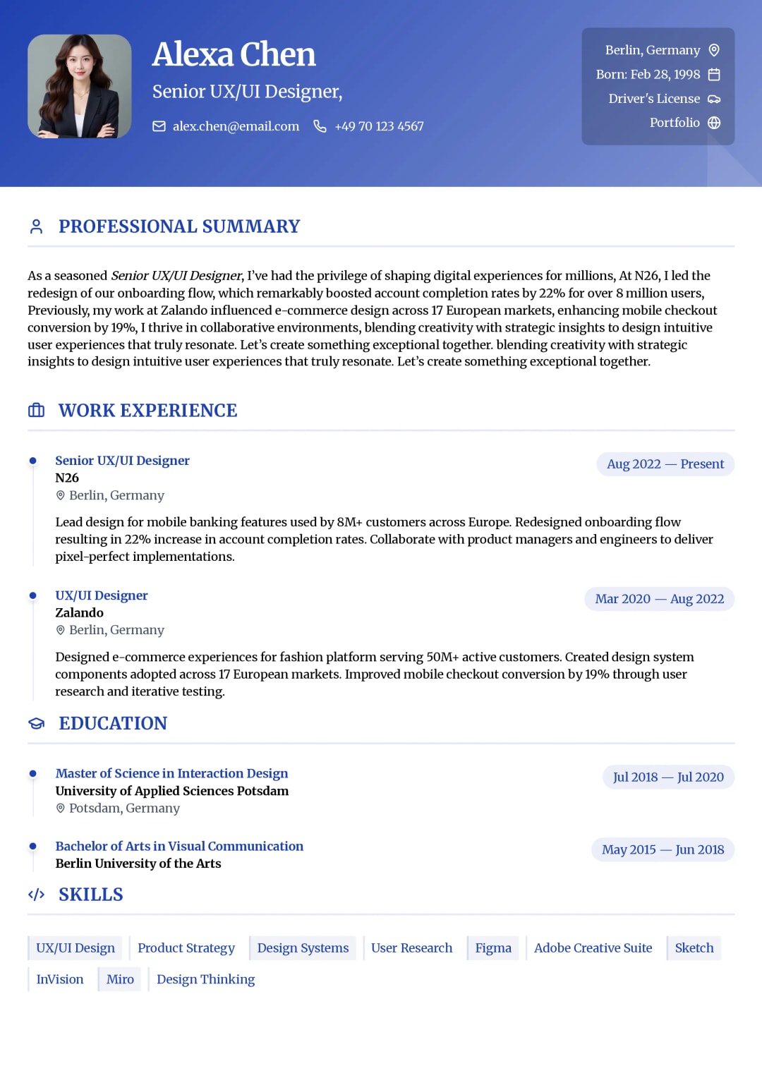 Creative & Design Resume Example