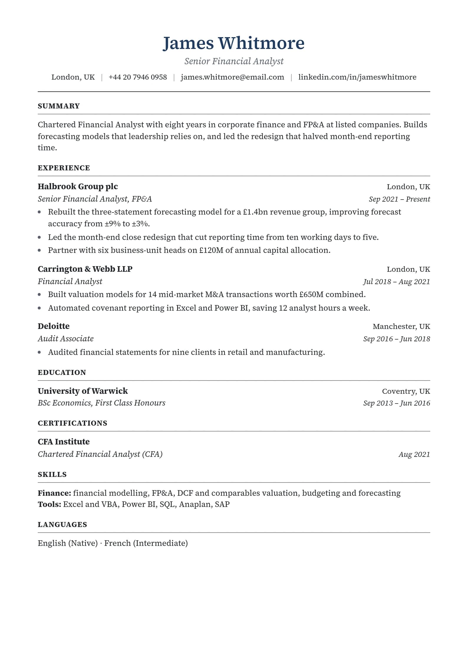 Resume template preview